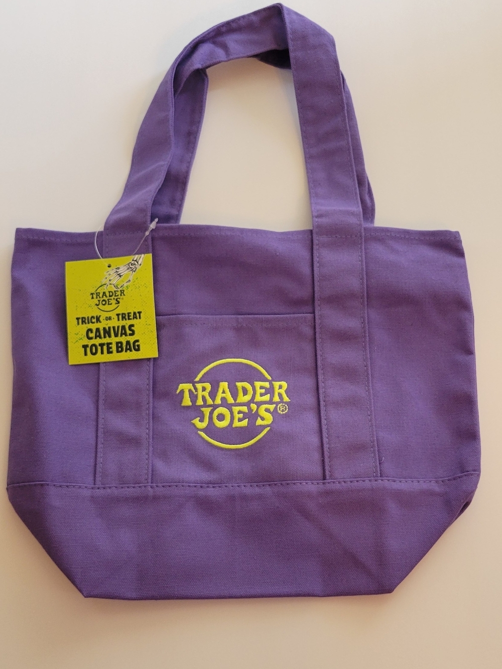 NWT Trader Joe's Mini Purple Canvas Tote Bag